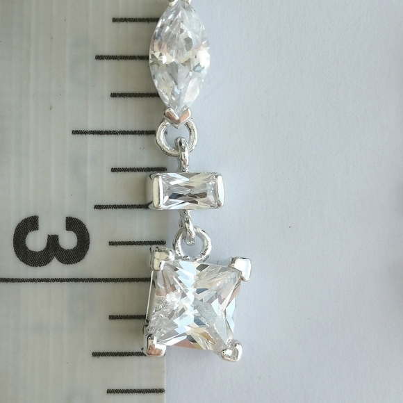 Modernist Sterling silver cz earrings 🆕 - Picture 5 of 7